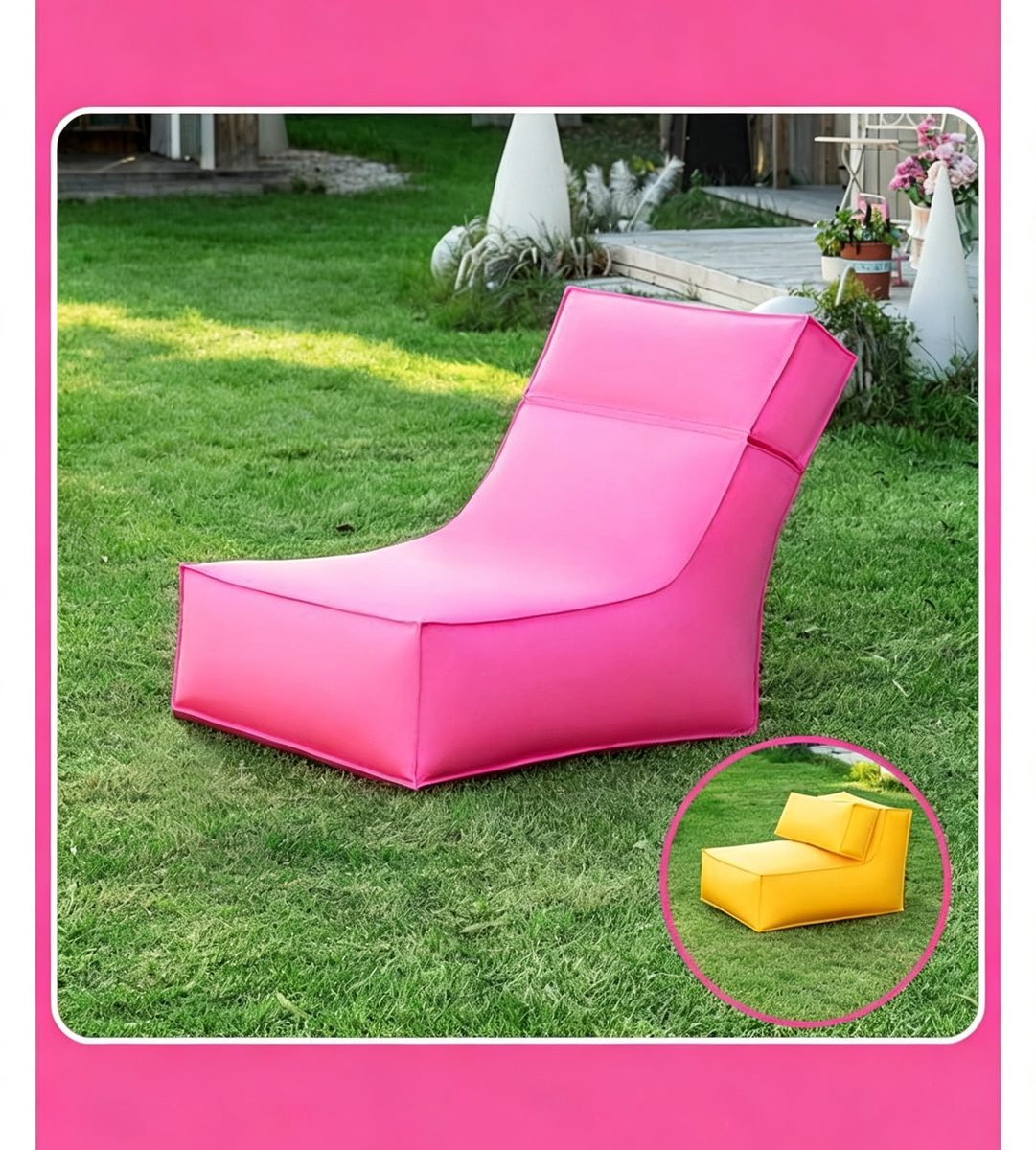Foldable Beach Bean Bag - Pink detail 2